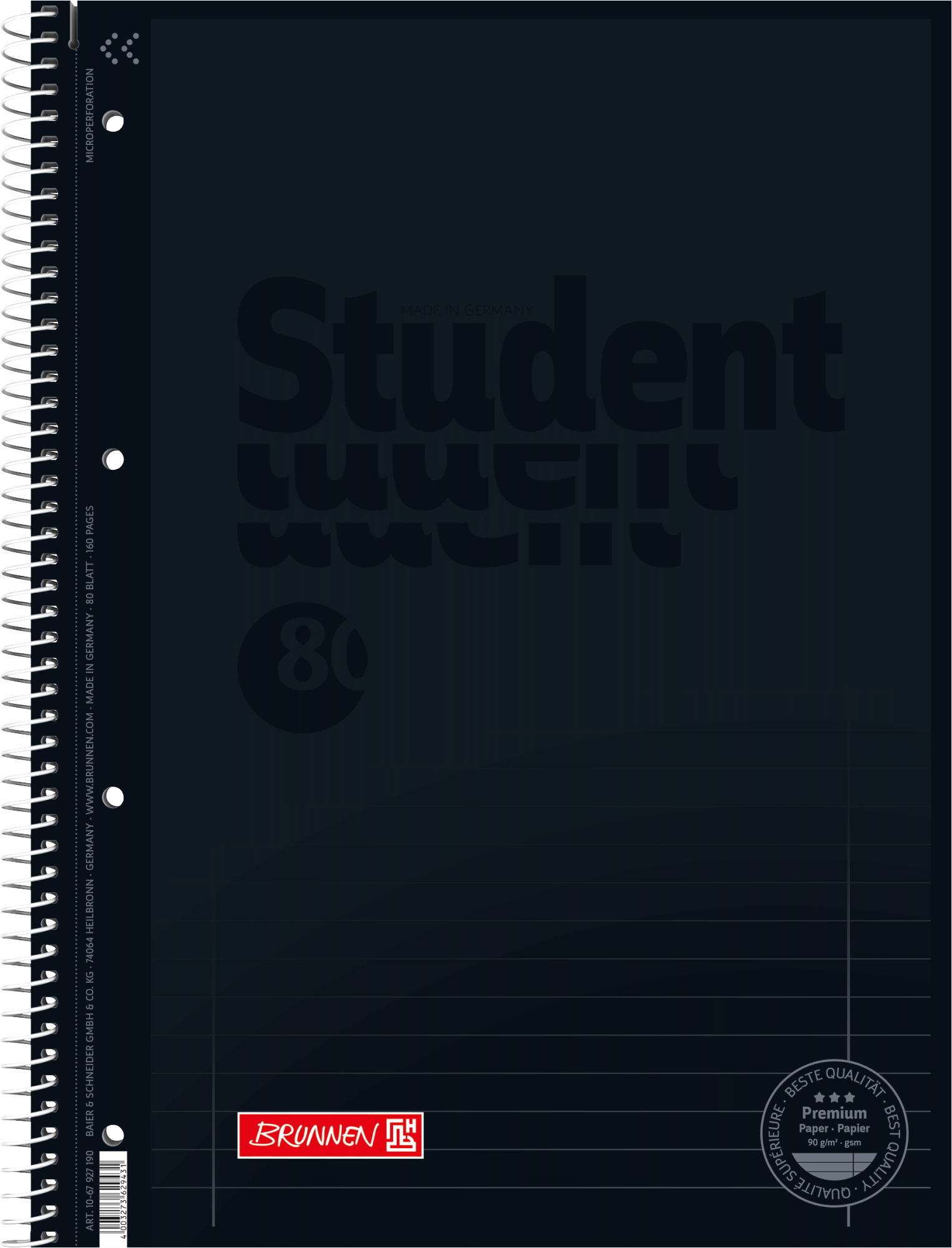 Student blok A4 CC, černý, linka, 80listů, 90g