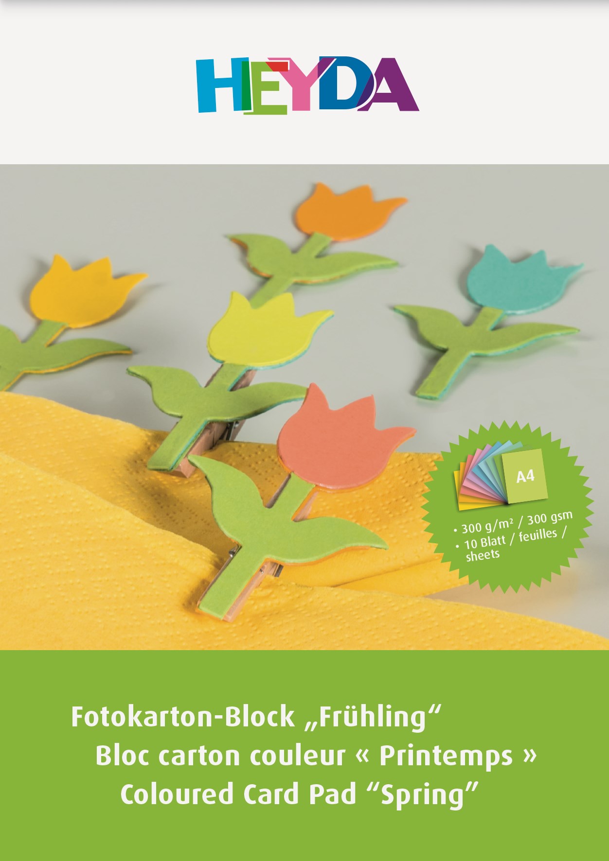 Blok barevných fotokartonů A4, 10 listů, tulipán