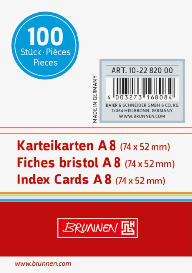 100 ks Karty do kartotéky A8 čisté bílé