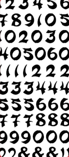 Kontury 10x23 - čísla orient, stříbrné