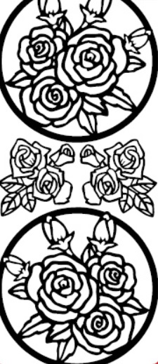 Kontury 10x23 -mandala růže v kruhu, stříbrné