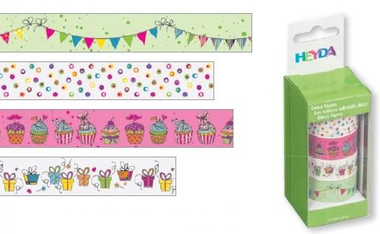 Páska lepicí papírová 4ks - girlandy zelené