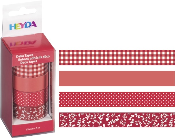 Páska lepicí papírová 4ks - červený mix