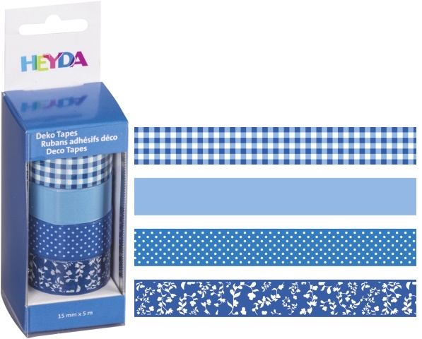 Páska lepicí papírová 4ks - modrý mix