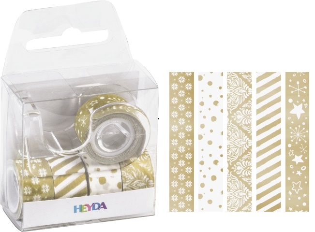 Páska papírová mini lepicí 5ks - zlatá