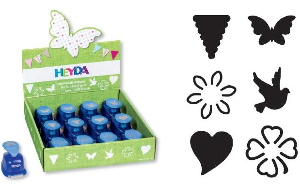 12 ks Děrovač modrý 25mm mix 6 motivů 