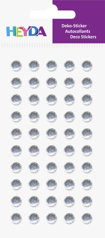 Samolepky kamínky kulaté čiré 50 ks