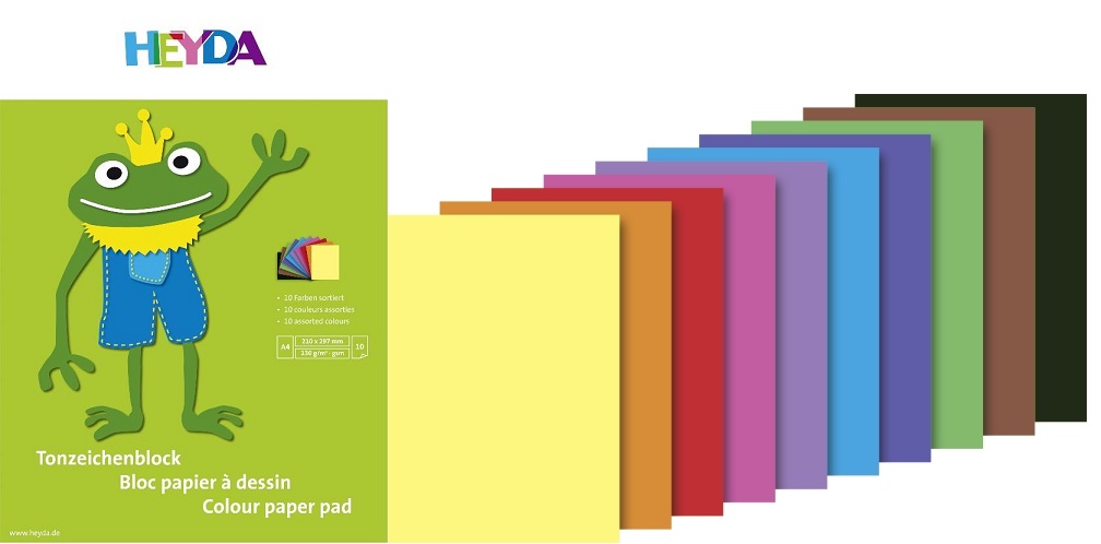 Blok barevných papírů A4, 10 listů, žába, 130g