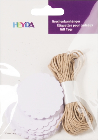 Visačky 220g, dárkový set 30ks - bílé kulaté, 3 velikosti