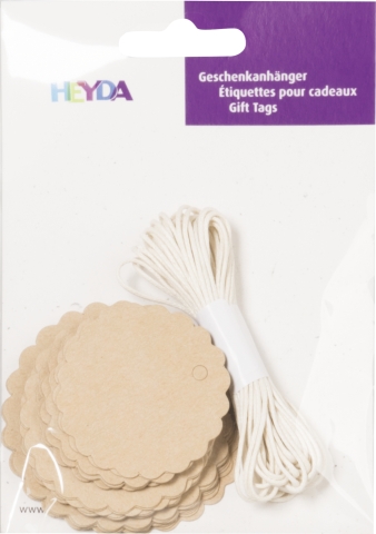 Visačky 220g, dárkový set 30ks - natur kulaté, 3 velikosti