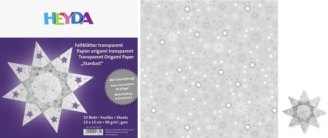 Origami papír 33ks transparentní bílý/stříbrný - 15x15cm