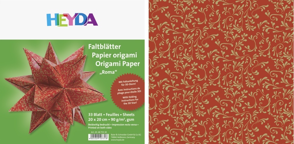 Origami papír 33ks Roma červeno/zlaté - 20x20cm