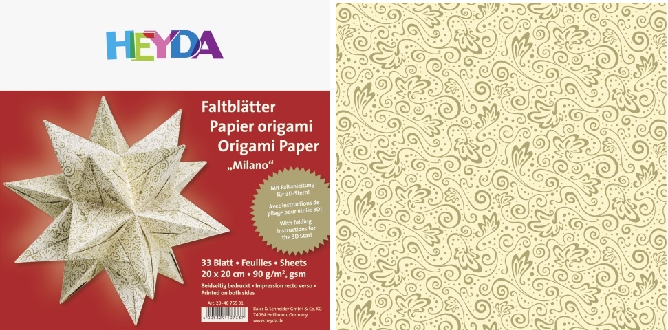 Origami papír 33ks Milano chamois/ zlaté -20x20cm