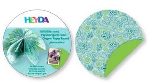 Origami papír kulaté 64ks tyrkys/zelený - průměr 15cm