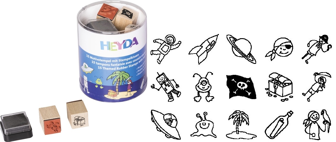 15 ks Razítka - piráti + astronauti