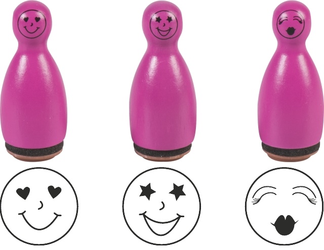 Razítka dřevěné kuželky - růžové 3ks 