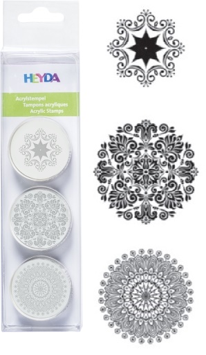 Razítko akryl kulaté - ornament 3ks