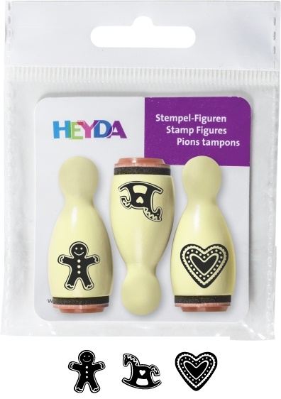 Razítka dřevěné kuželky - perníčky žluté 3ks