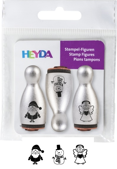 Razítka dřevěné kuželky - Vánoce stříbrné 3ks