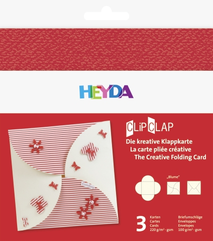 3 ks CLIP přání Květina - červená