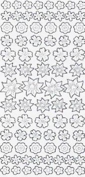 Kontury 10x23 - květy, stříbrné třpytivé