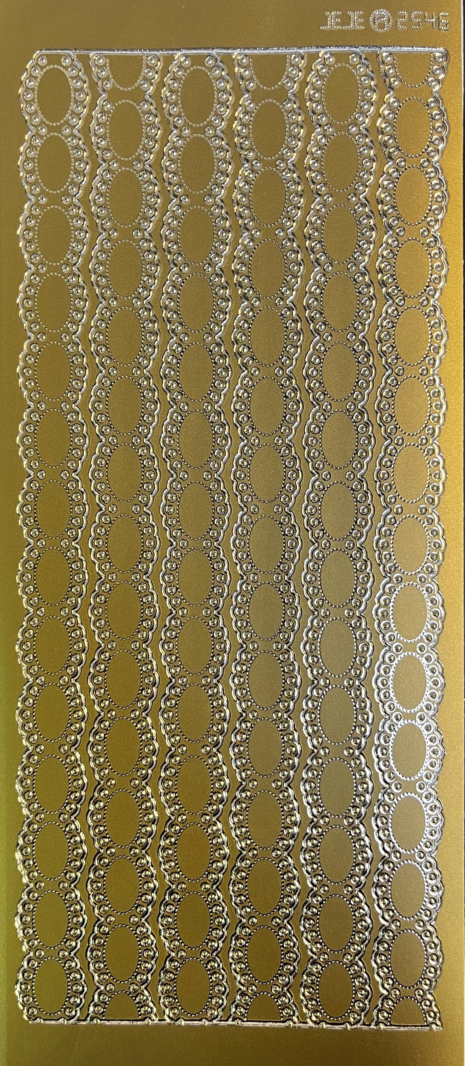 Obrysové samolepky 5ks, 10x23 cm - oválky bordura, zlaté