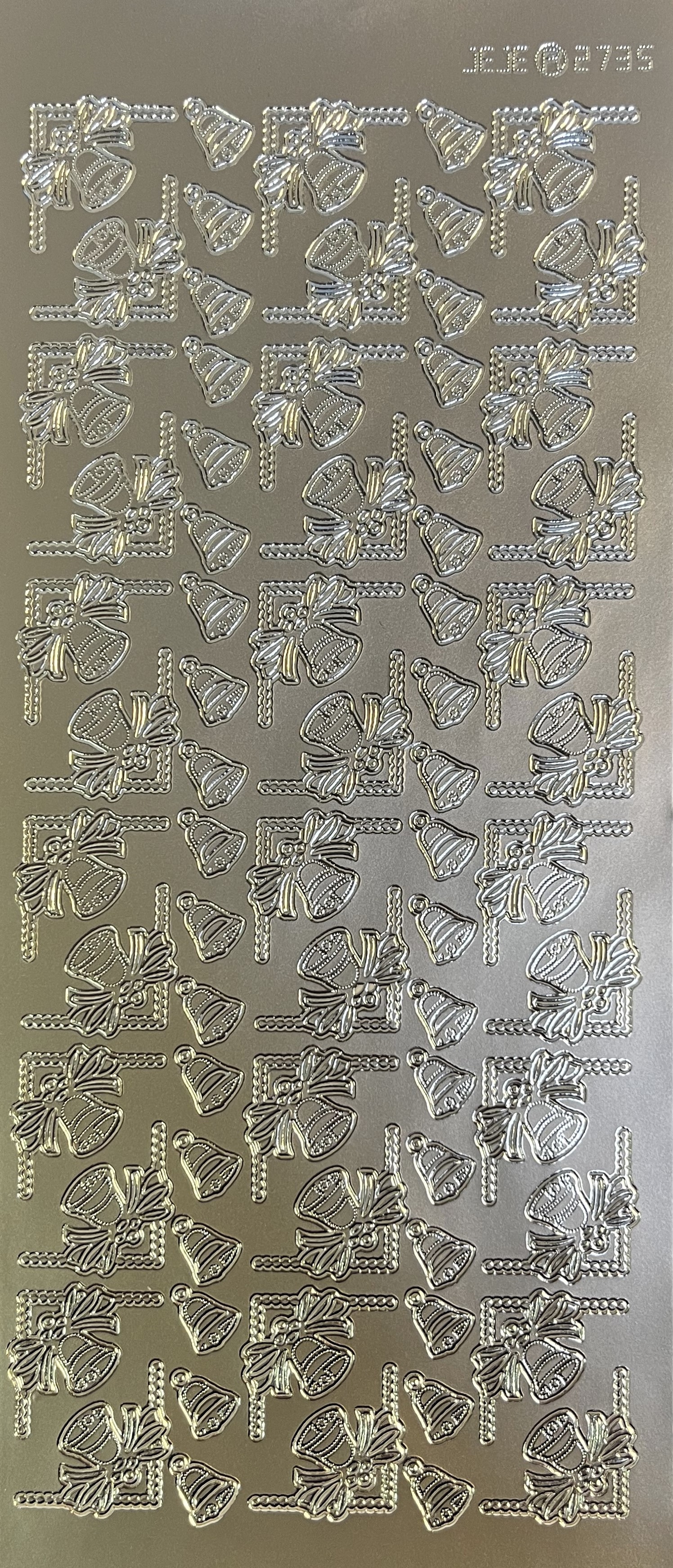 Obrysové samolepky 5ks, 10x23 cm - 3D rohy zvonečky stříbrné