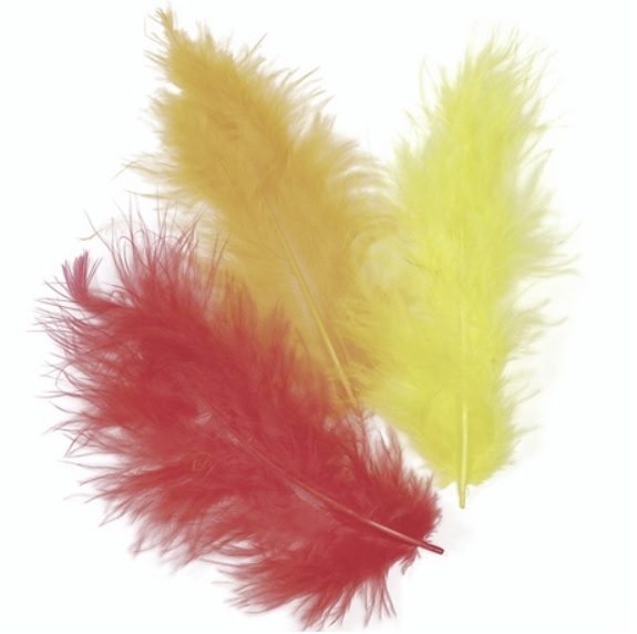 Peří Marabu 10cm - mix oranžový 15ks