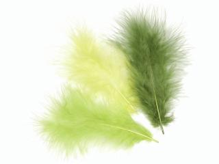 Peří Marabu 10cm - mix světle zelený 15ks