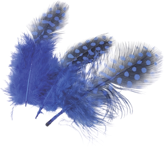 Peří z perličky 5cm - modré 20ks