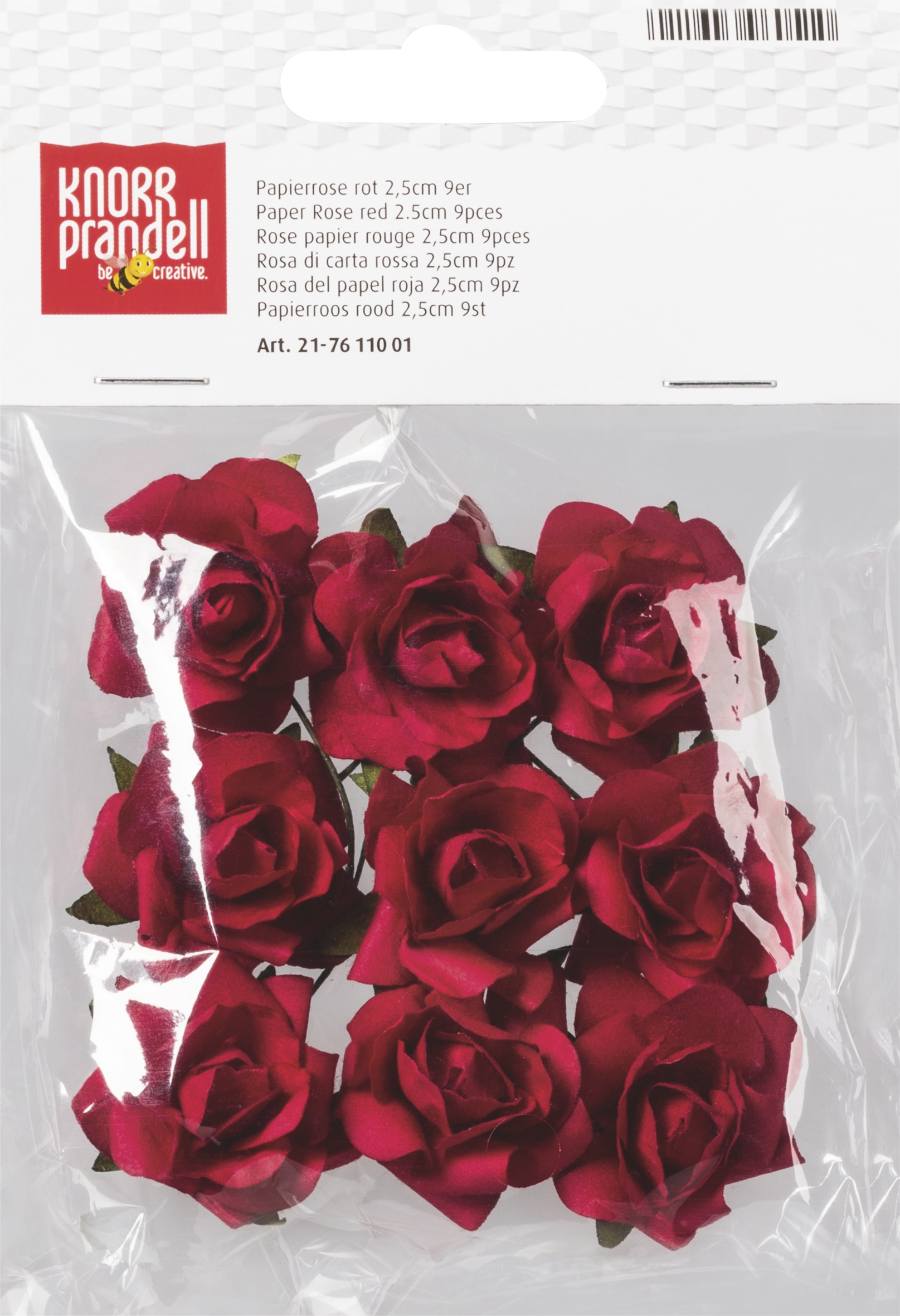 Papírová květina, 9 ks O 2.5 cm červená