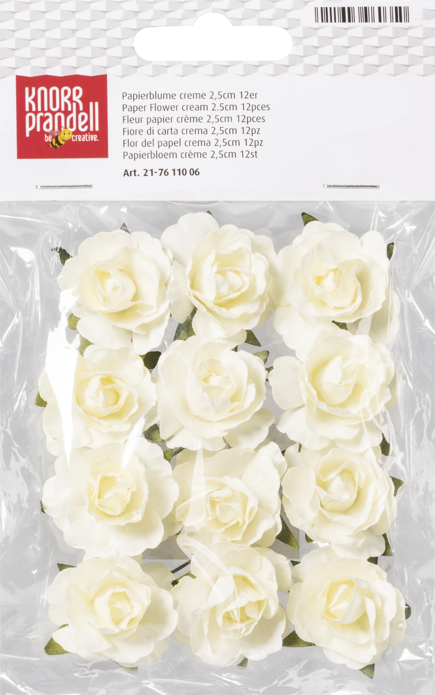 Papírová květina, 12 ks O 2.5 cm krémová