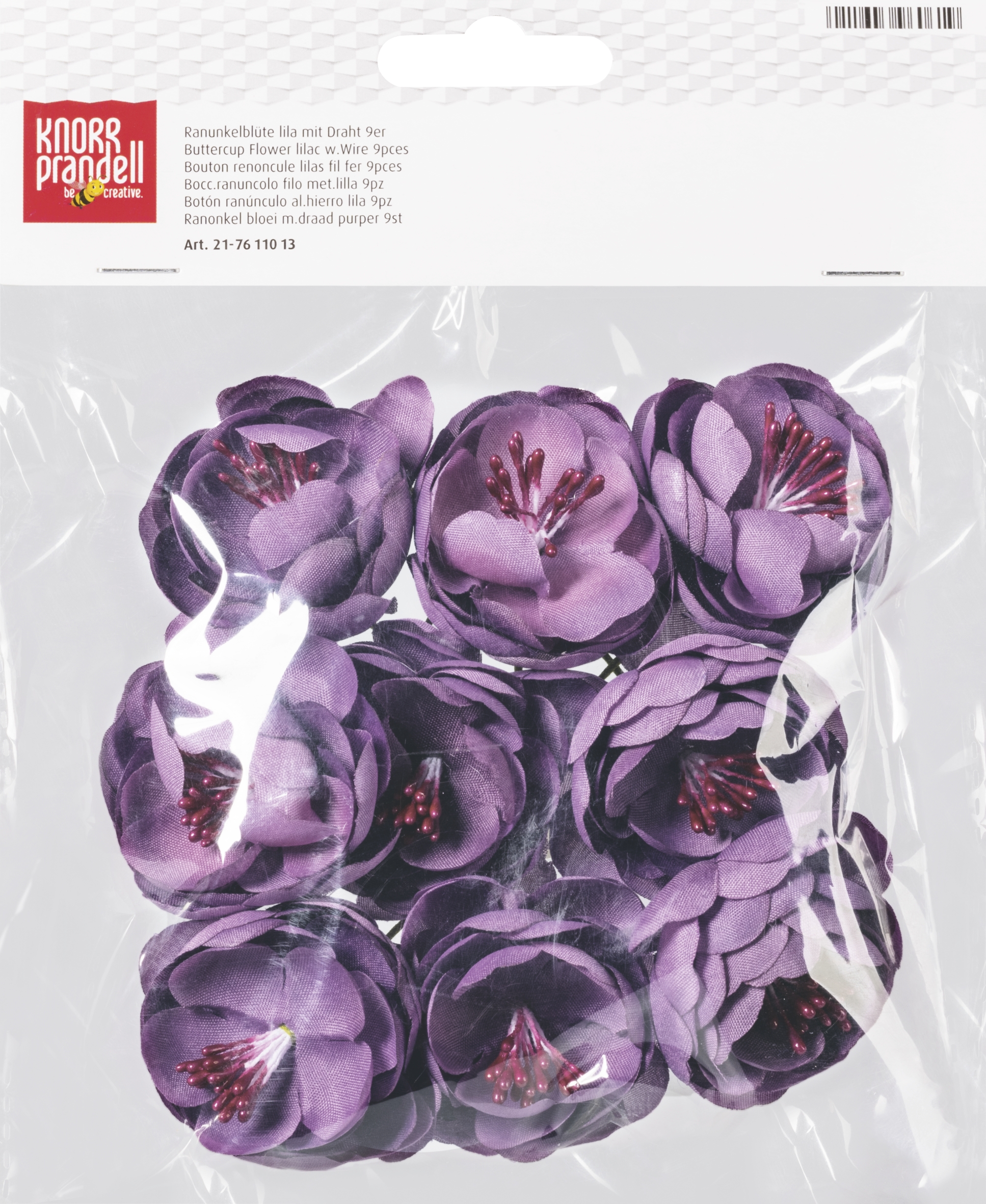 Látková květina, 9 ks O 4 cm lila