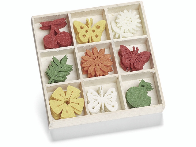 Filcové ozdoby v boxu 45ks - jaro