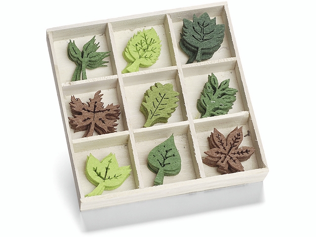 Filcové ozdoby v boxu 45ks - listy