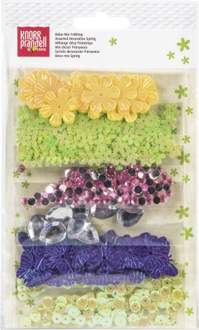 Dekorace 6 druhů - Jaro žlutá/zelená/fialová