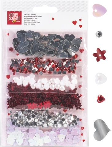 Dekorace 6 druhů - Srdce červené/stříbrné