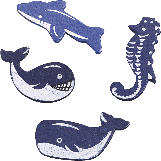 Dřevěné ozdoby moře 15ks - 3 cm