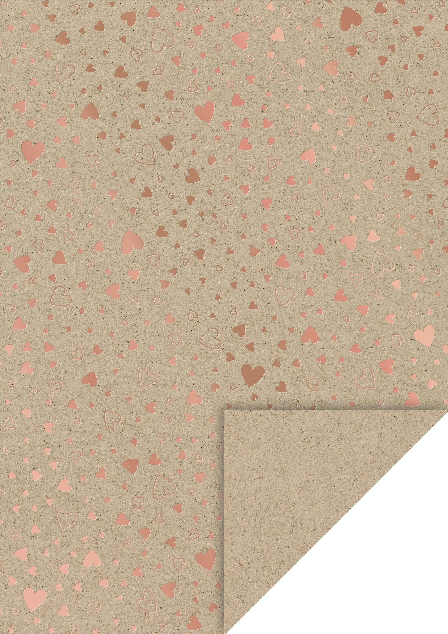 Natur papír A4, 220 g, zlatorůžová srdce, 10 listů