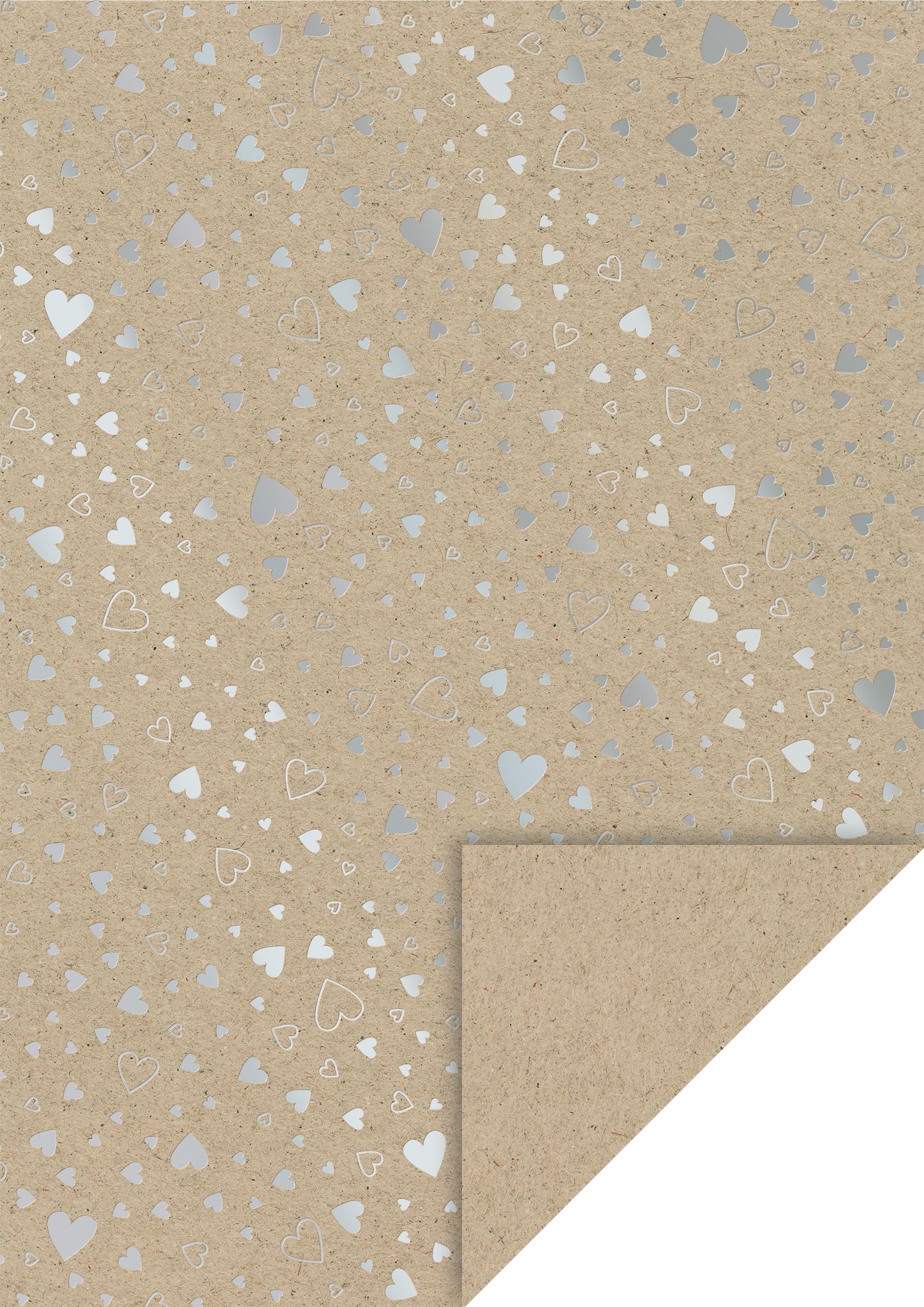Natur papír A4, 220 g, stříbrná srdce, 10 listů