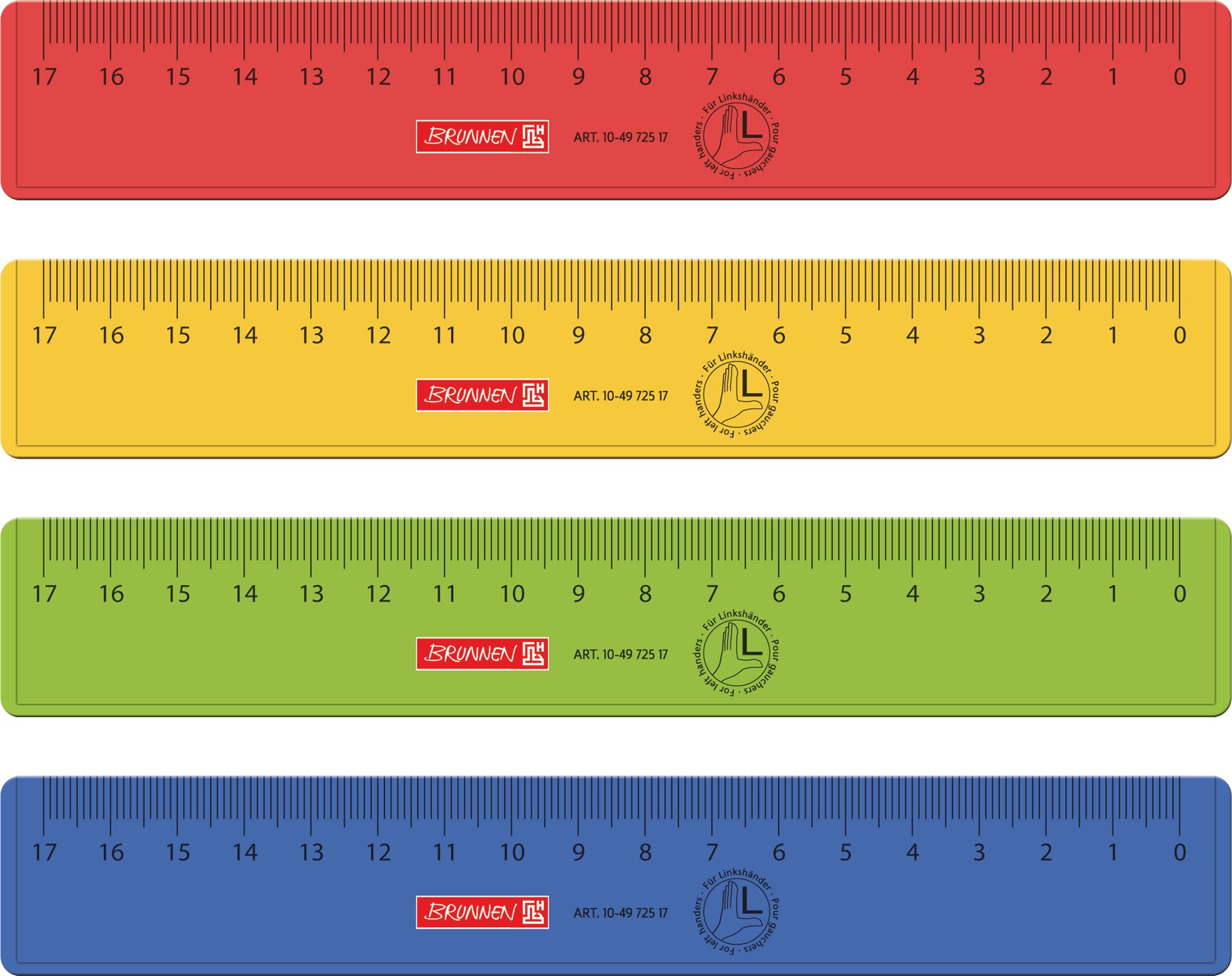 Pravítko 17 cm pro leváky, různé barvy