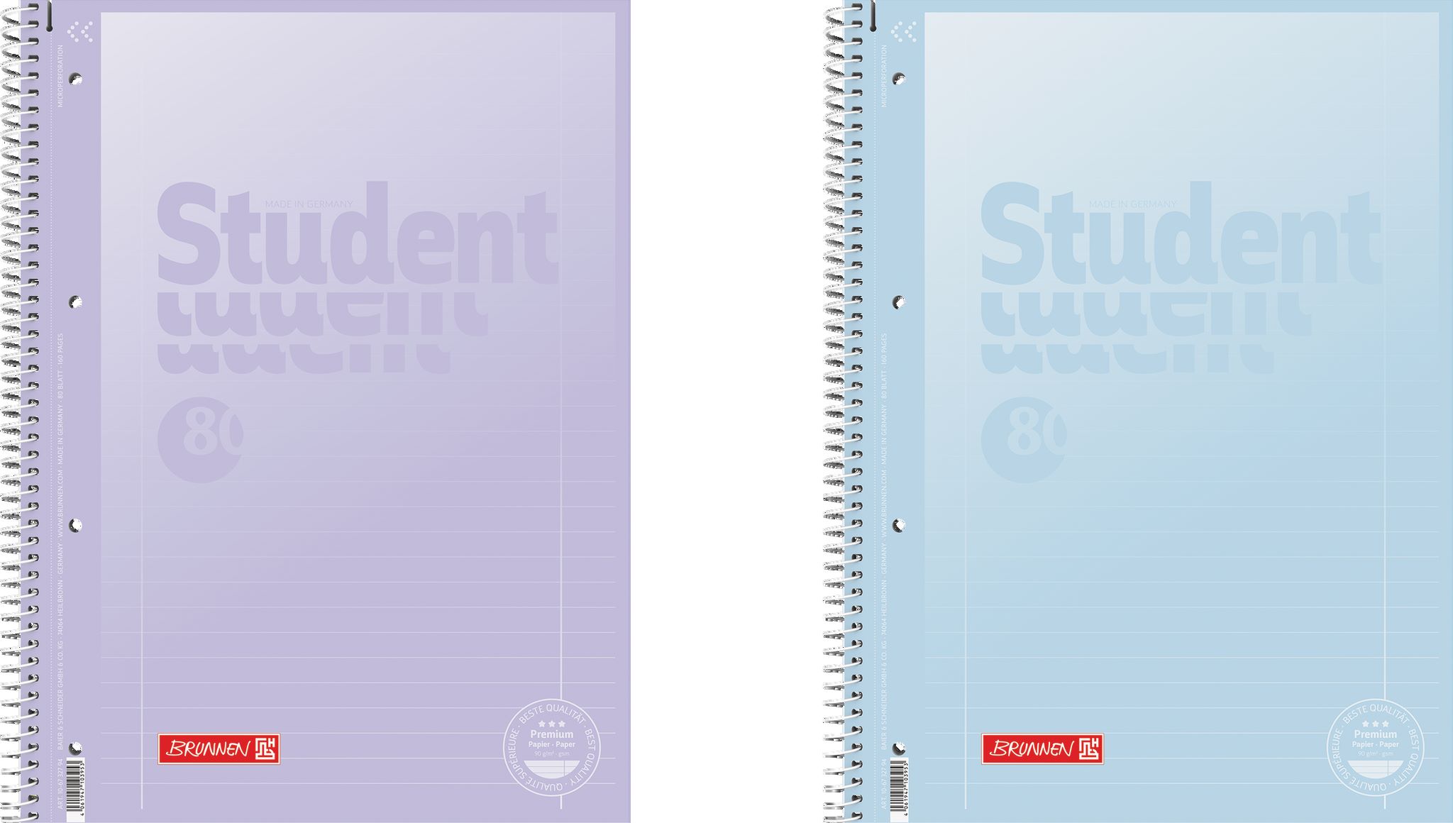 Student blok A4 pastelový, linka, 80 listů, 90g, fialový/modrý
