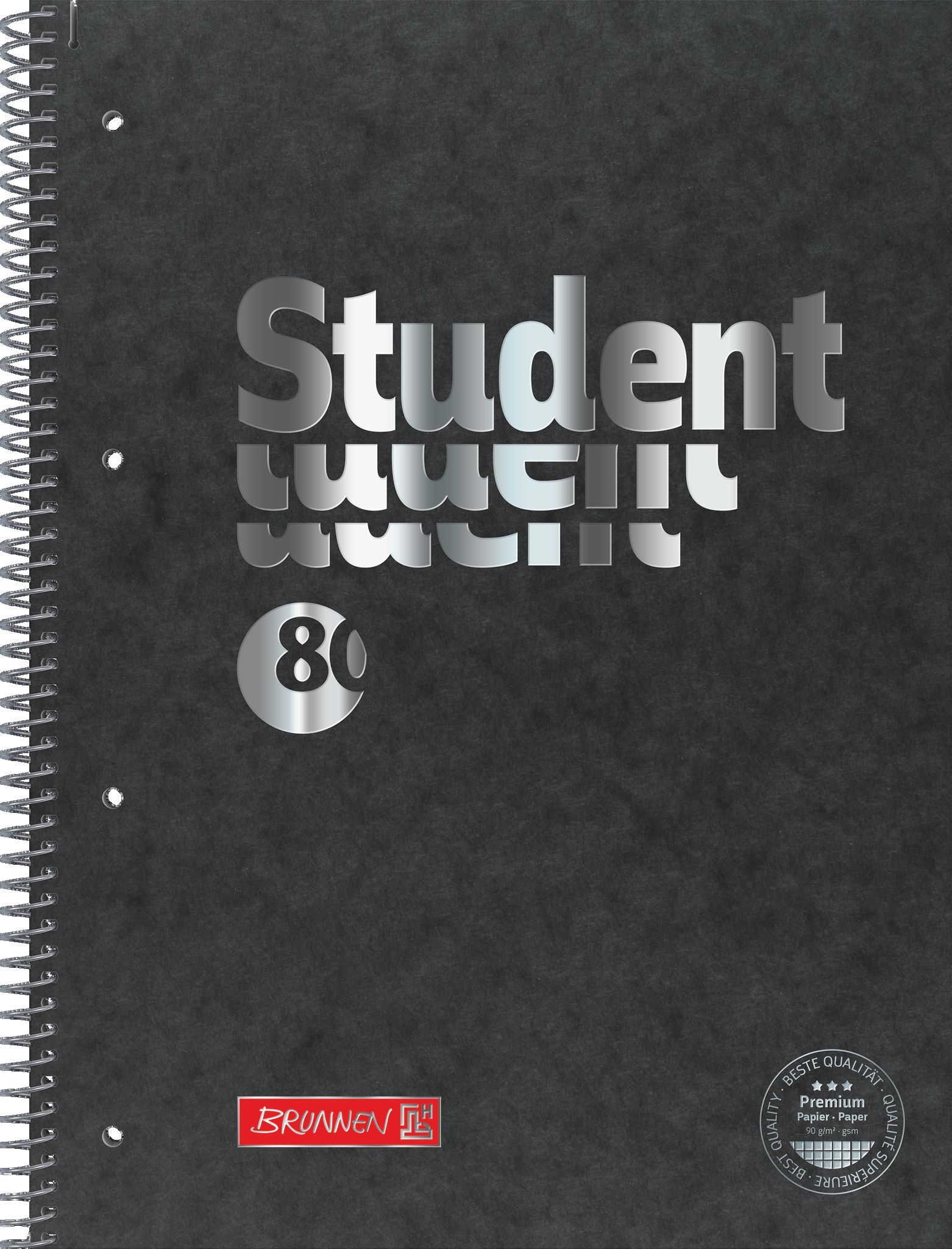 Student blok natur černý, A4 linka, 90g, 80 listů