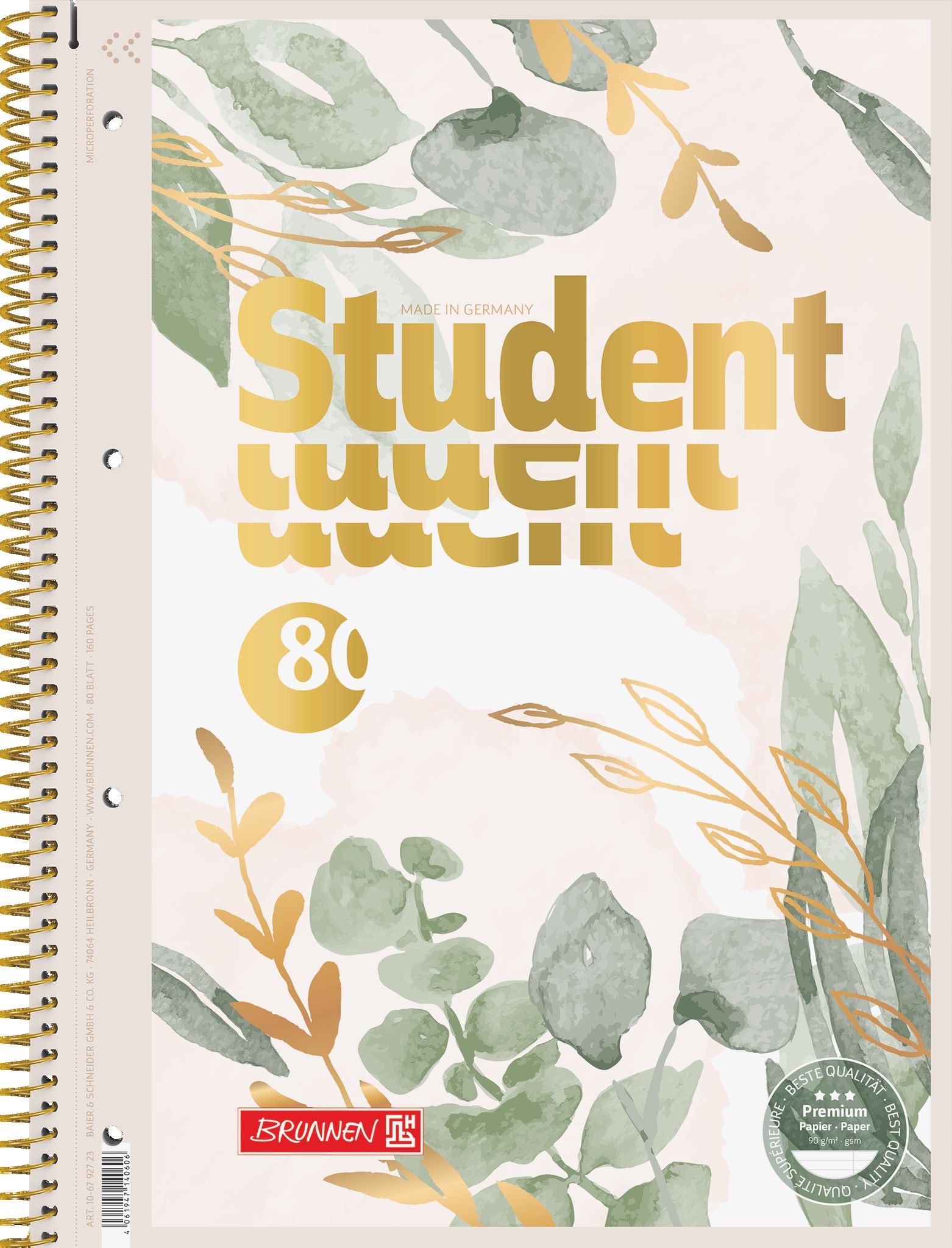 Student blok eukalyptus, A4 linka, 90g, 80 listů