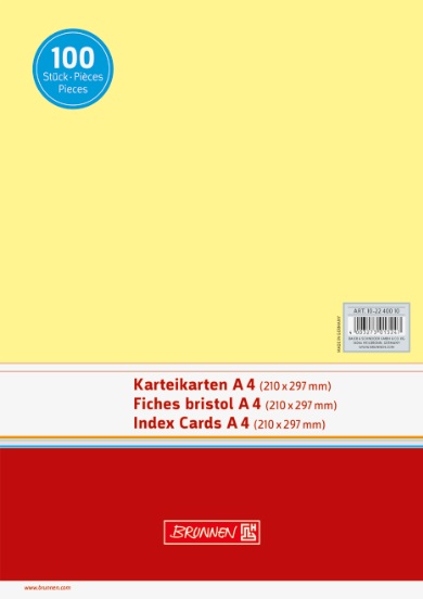 100 ks Karty do kartotéky A4 čisté žluté