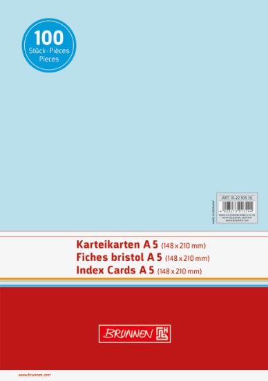 100 ks Karty do kartotéky A5 čisté modré