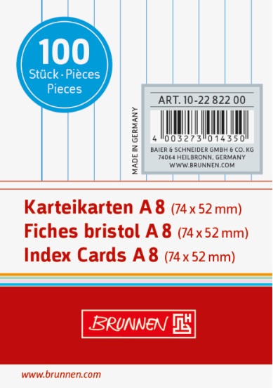 100 ks Karty do kartotéky A8 linka bílé