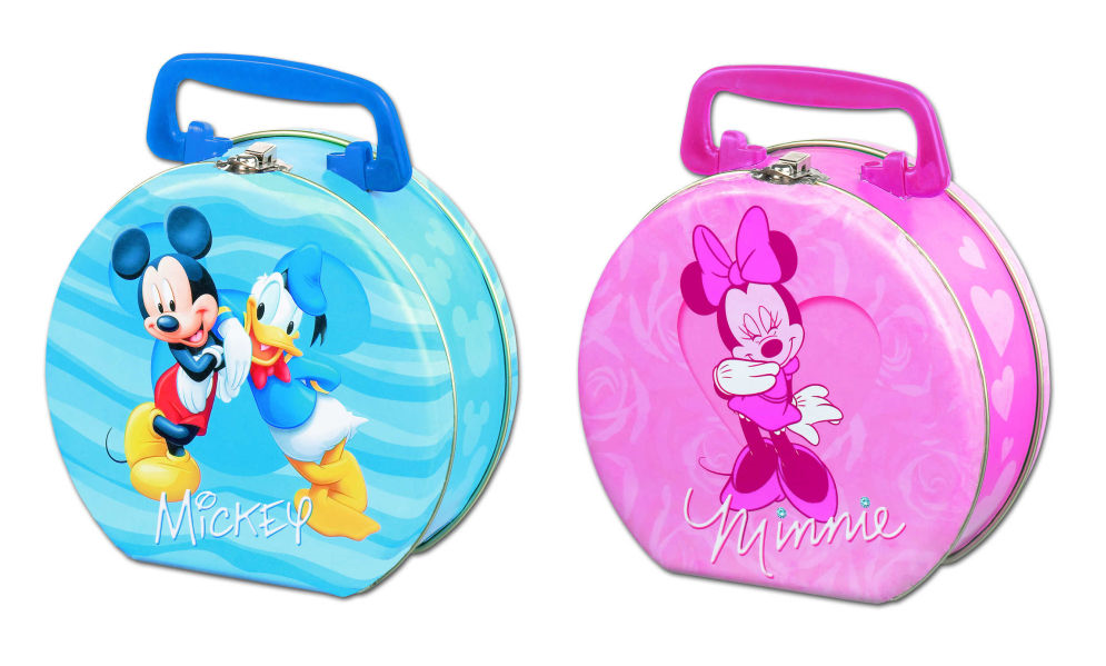 Kufřík Disney plechový modrý MICKEY nebo růžový MINNIE, cena za 1 kus