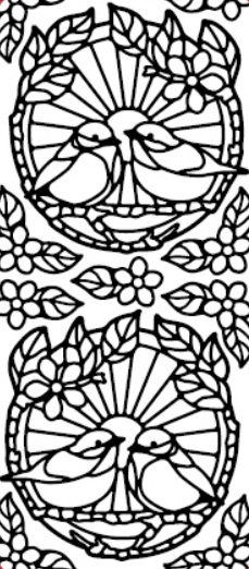 Kontury 10x23 - ptáčci v kruhu, zlaté