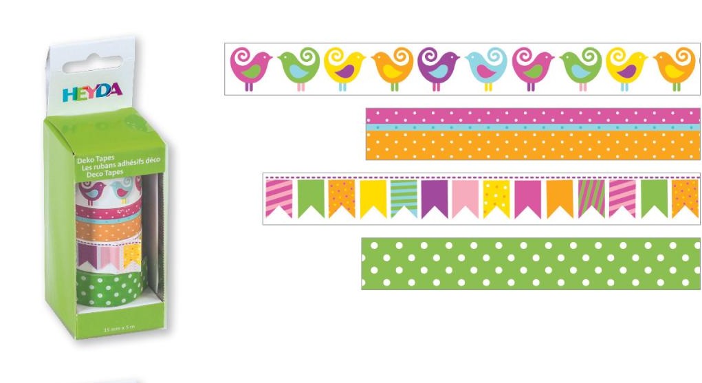 Páska lepicí papírová 4ks - ptáčci